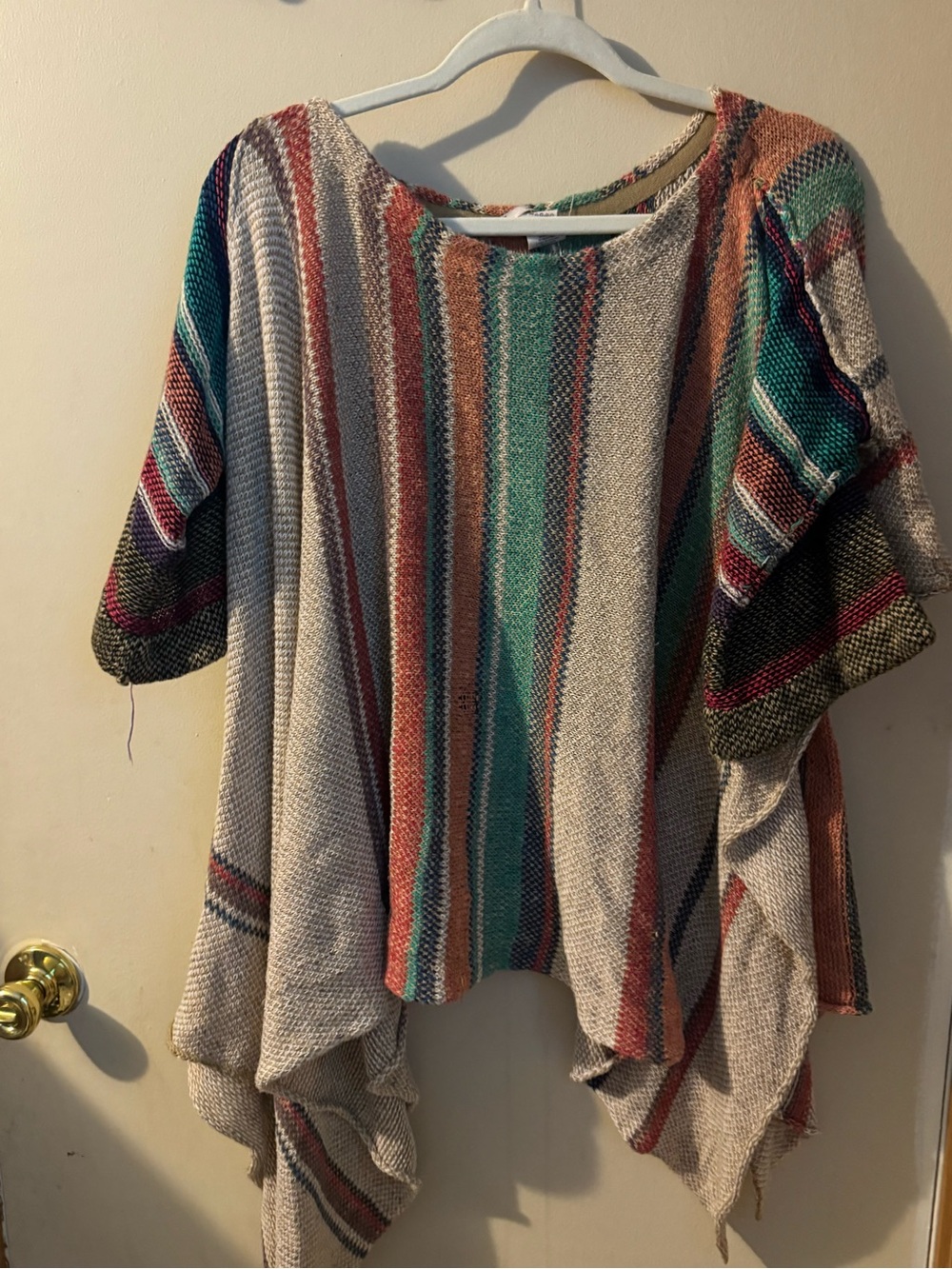 Free People Multicolor Striped Dropped-Hem Sweater - Teal, Rust, Cream, Green